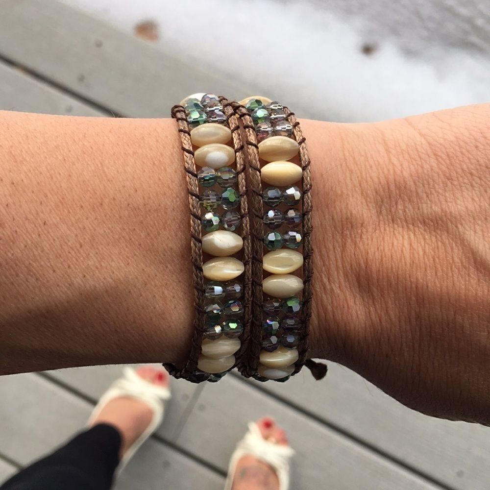 NEW Katie Soleil brown teal sparkle Wrap Bracelet